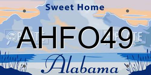 AHFO49 Alabama License Plate