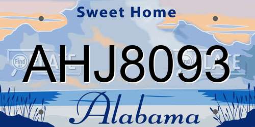 AHJ8093 Alabama License Plate