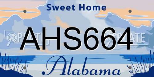 AHS664 Alabama License Plate