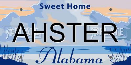 AHSTER Alabama License Plate