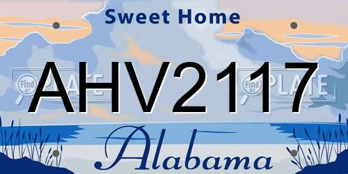 AHV2117 Alabama License Plate