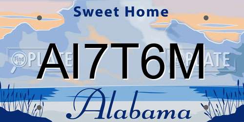 AI7T6M Alabama License Plate
