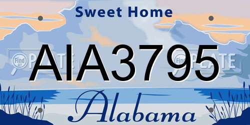 AIA3795 Alabama License Plate