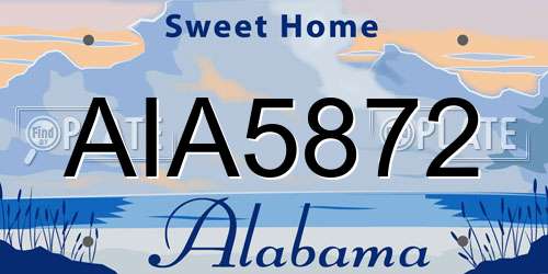 AIA5872 Alabama License Plate