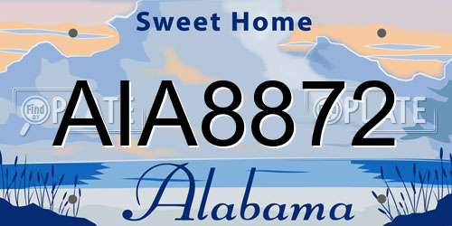 AIA8872 Alabama License Plate
