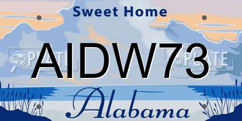 AIDW73 Alabama License Plate