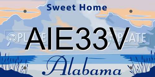 AIE33V Alabama License Plate