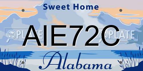 AIE72C Alabama License Plate