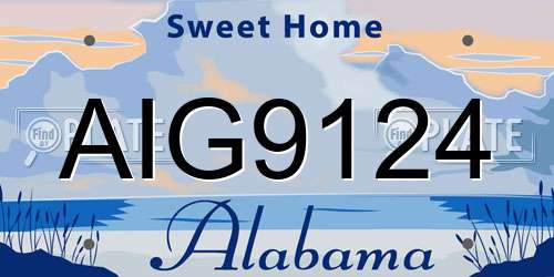 AIG9124 Alabama License Plate