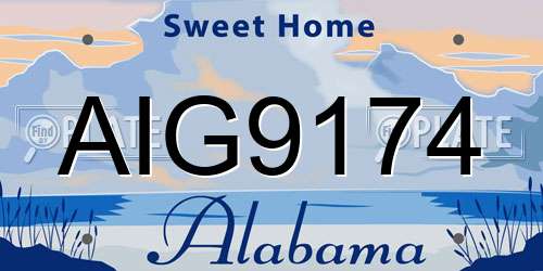 AIG9174 Alabama License Plate