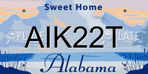 AIK22T Alabama License Plate