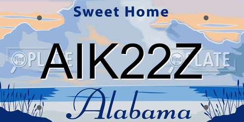 AIK22Z Alabama License Plate