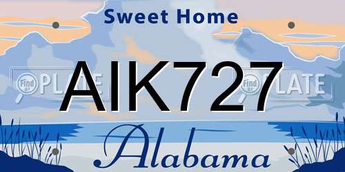 AIK727 Alabama License Plate