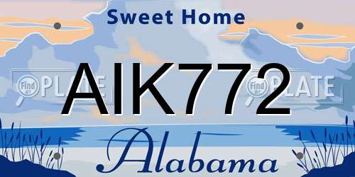 AIK772 Alabama License Plate