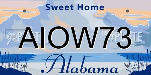 AIOW73 Alabama License Plate