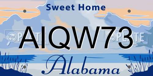 AIQW73 Alabama License Plate