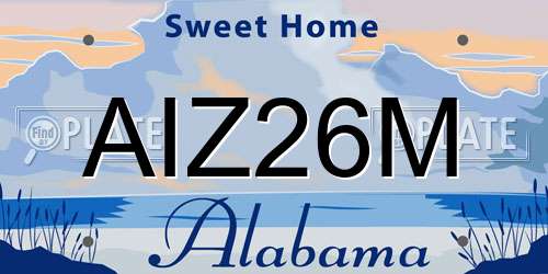 AIZ26M Alabama License Plate