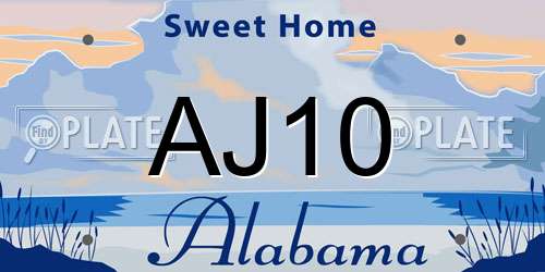 AJ10 Alabama License Plate