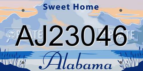 AJ23046 Alabama License Plate