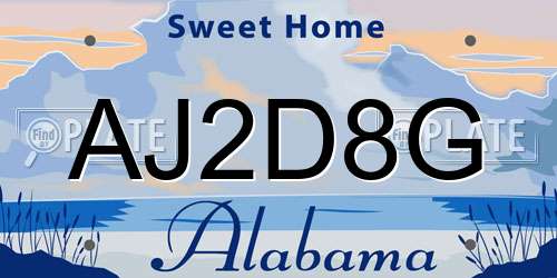 AJ2D8G Alabama License Plate