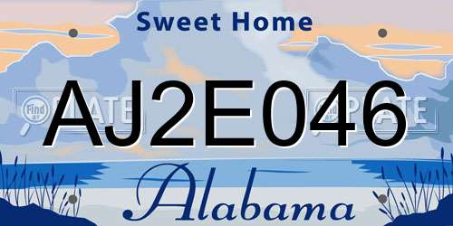 AJ2E046 Alabama License Plate