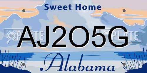 AJ2O5G Alabama License Plate