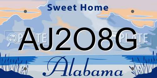 AJ2O8G Alabama License Plate