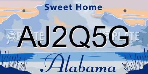 AJ2Q5G Alabama License Plate