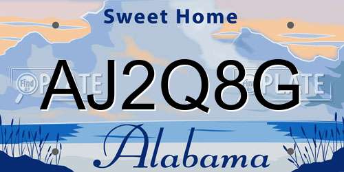 AJ2Q8G Alabama License Plate