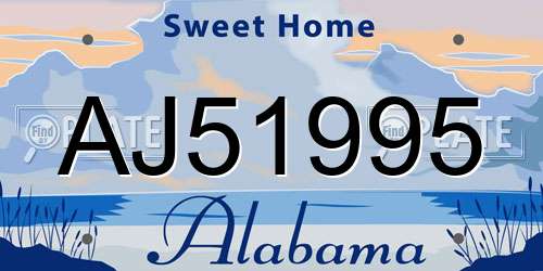 AJ51995 Alabama License Plate
