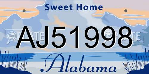 AJ51998 Alabama License Plate