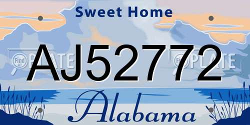 AJ52772 Alabama License Plate
