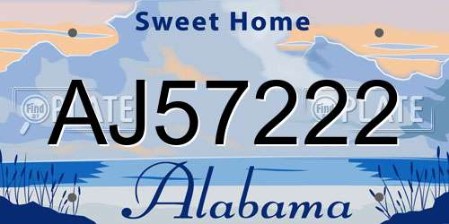 AJ57222 Alabama License Plate