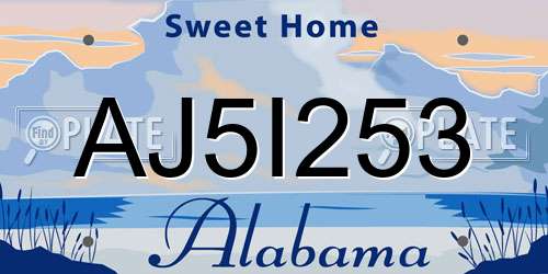 AJ5I253 Alabama License Plate