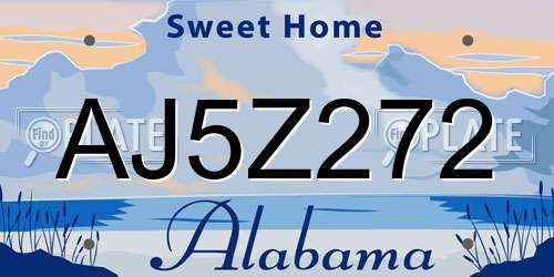AJ5Z272 Alabama License Plate