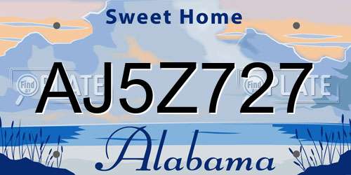 AJ5Z727 Alabama License Plate