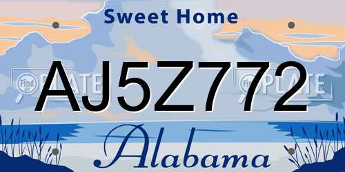 AJ5Z772 Alabama License Plate