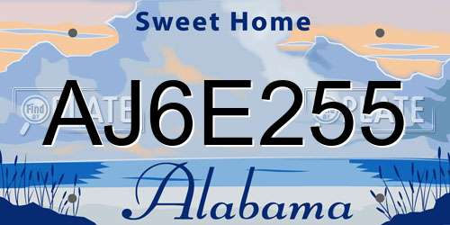 AJ6E255 Alabama License Plate