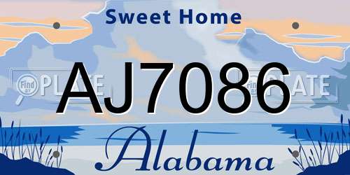 AJ7086 Alabama License Plate