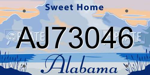 AJ73046 Alabama License Plate