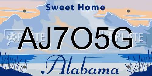 AJ7O5G Alabama License Plate