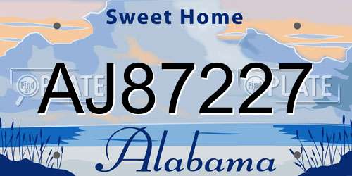 AJ87227 Alabama License Plate