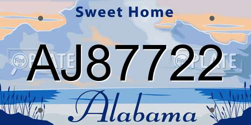 AJ87722 Alabama License Plate
