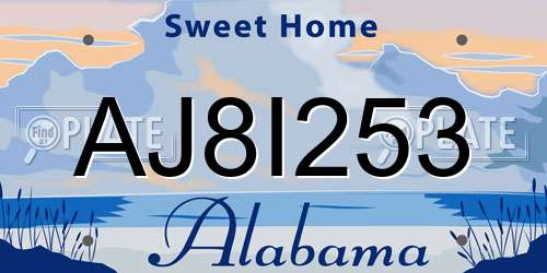 AJ8I253 Alabama License Plate