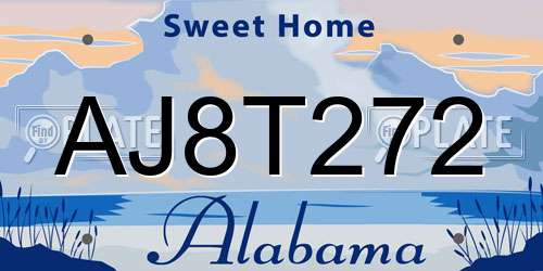 AJ8T272 Alabama License Plate