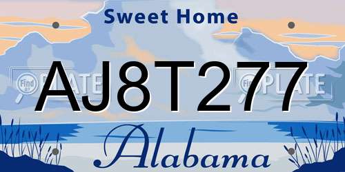 AJ8T277 Alabama License Plate