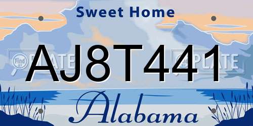 AJ8T441 Alabama License Plate