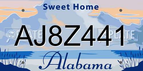 AJ8Z441 Alabama License Plate