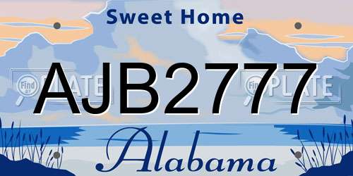 AJB2777 Alabama License Plate