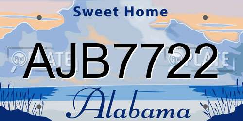 AJB7722 Alabama License Plate